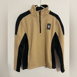 Men’s Spyder Beige and Black Half-Zip Pullover Size Small New With Tags
